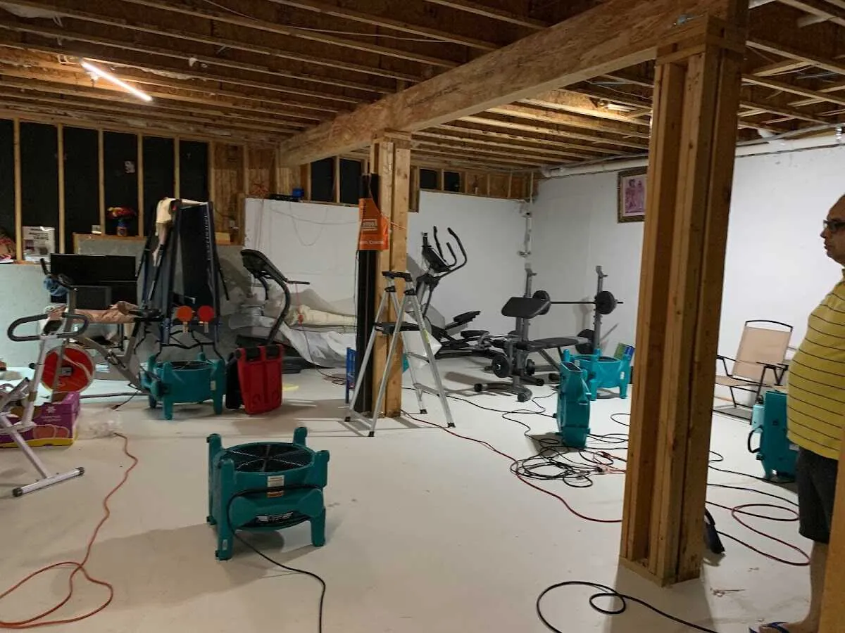 Basement drying equipment setup for Contents Cleaning & Restoration in Streator